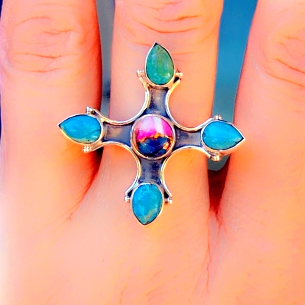 Cotton Candy Turquoise Sterling Gemstone Ring